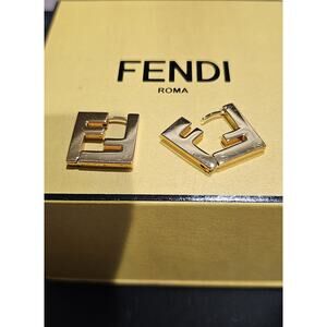 Fendi Gold FF Logo Earrings